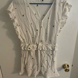 White corn print romper